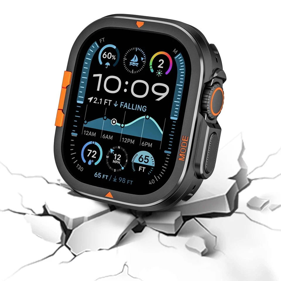 For Apple Watch Series 10/Ultra 2/1 Shockproof Metal Bumper Case Rugged Cover - Image 3 of 4