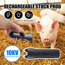USB Cattle Prodder Stock Prod Rechargeable 10000V Electric Shock Livestock Pig
