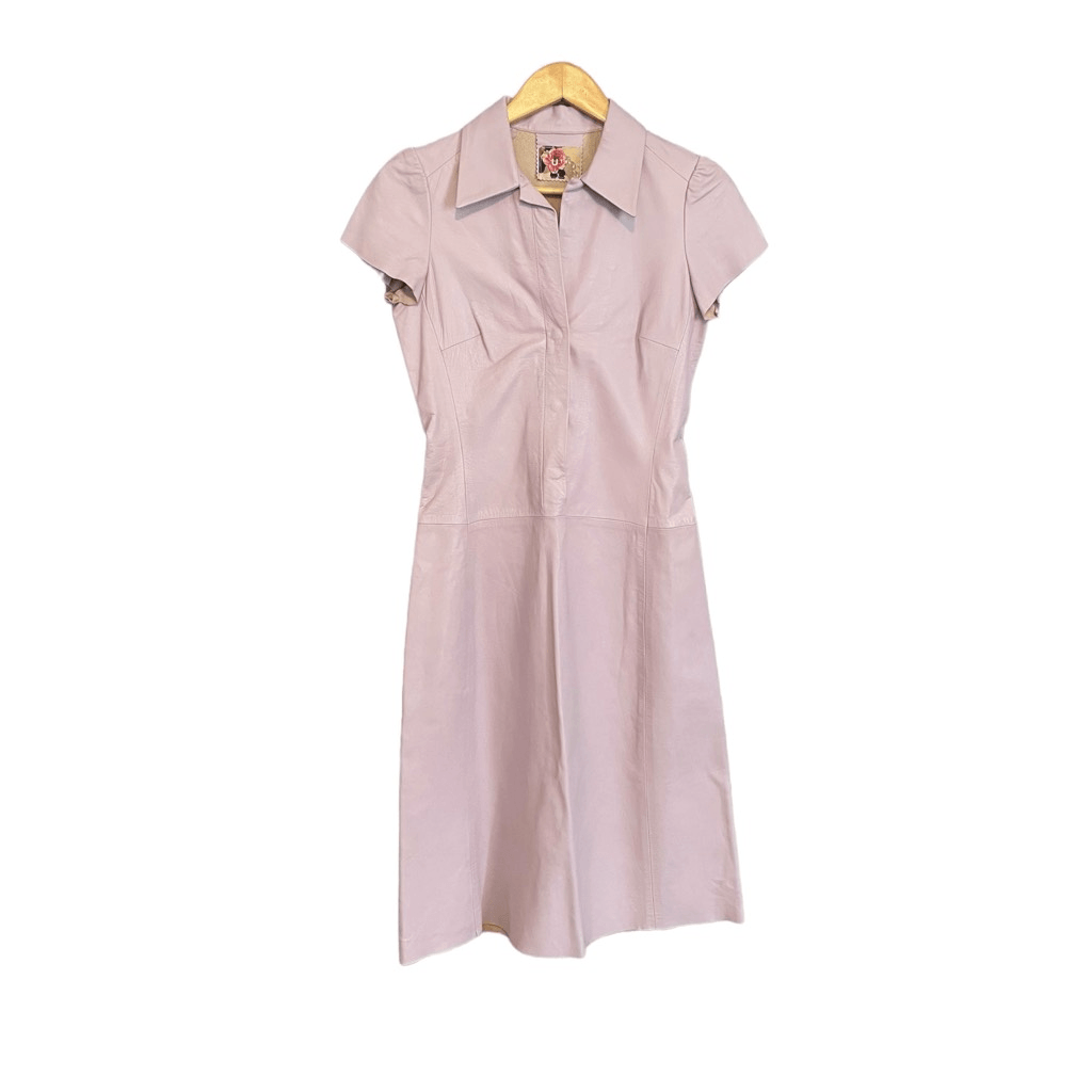 light pink color dress Light Pink Sleek Satin V-Neck Dress For Prom With Beading And Lace-Up main image 1