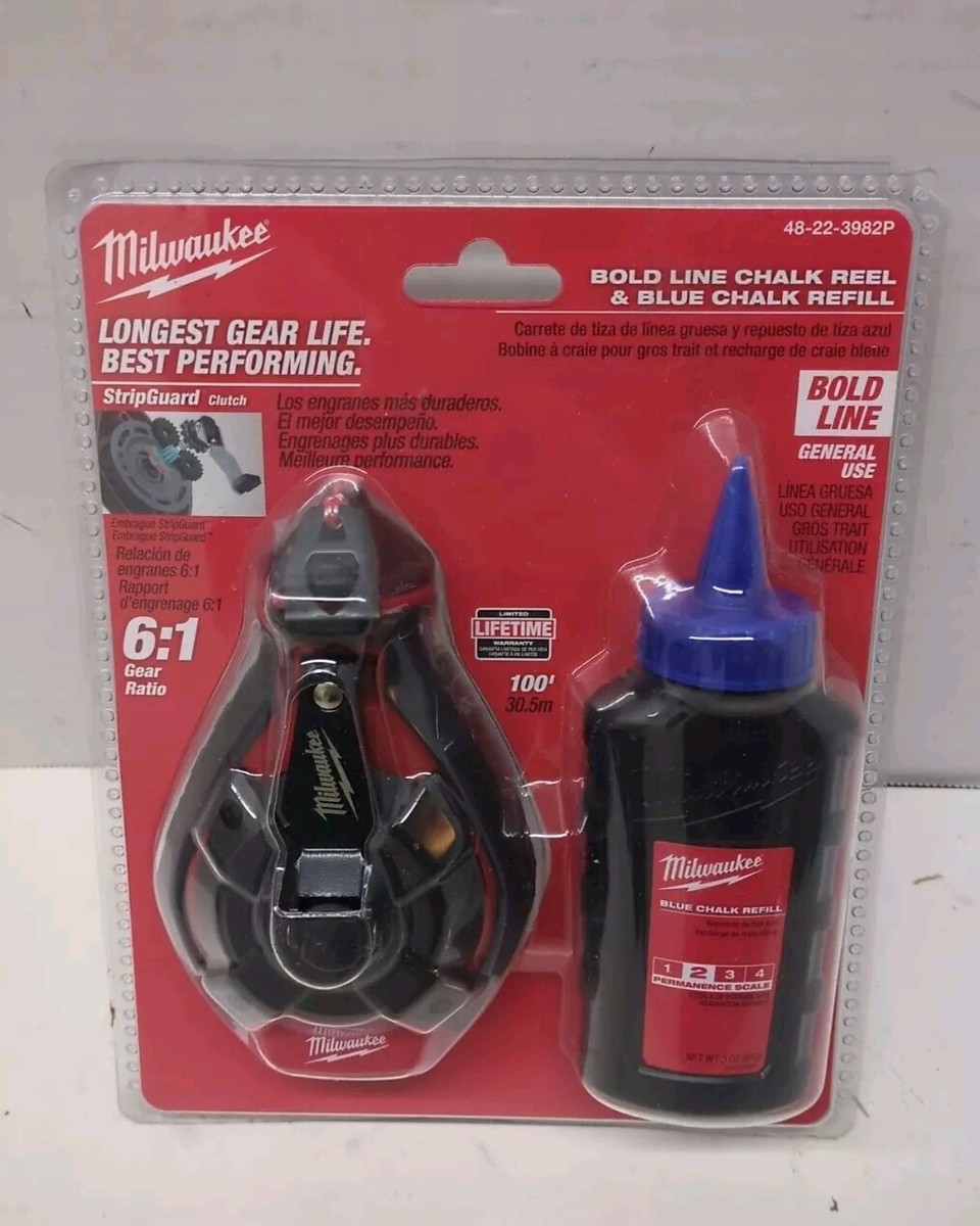 Milwaukee 6:1Gears BOLD Line Chalk Reel & BLUE Chalk Refill