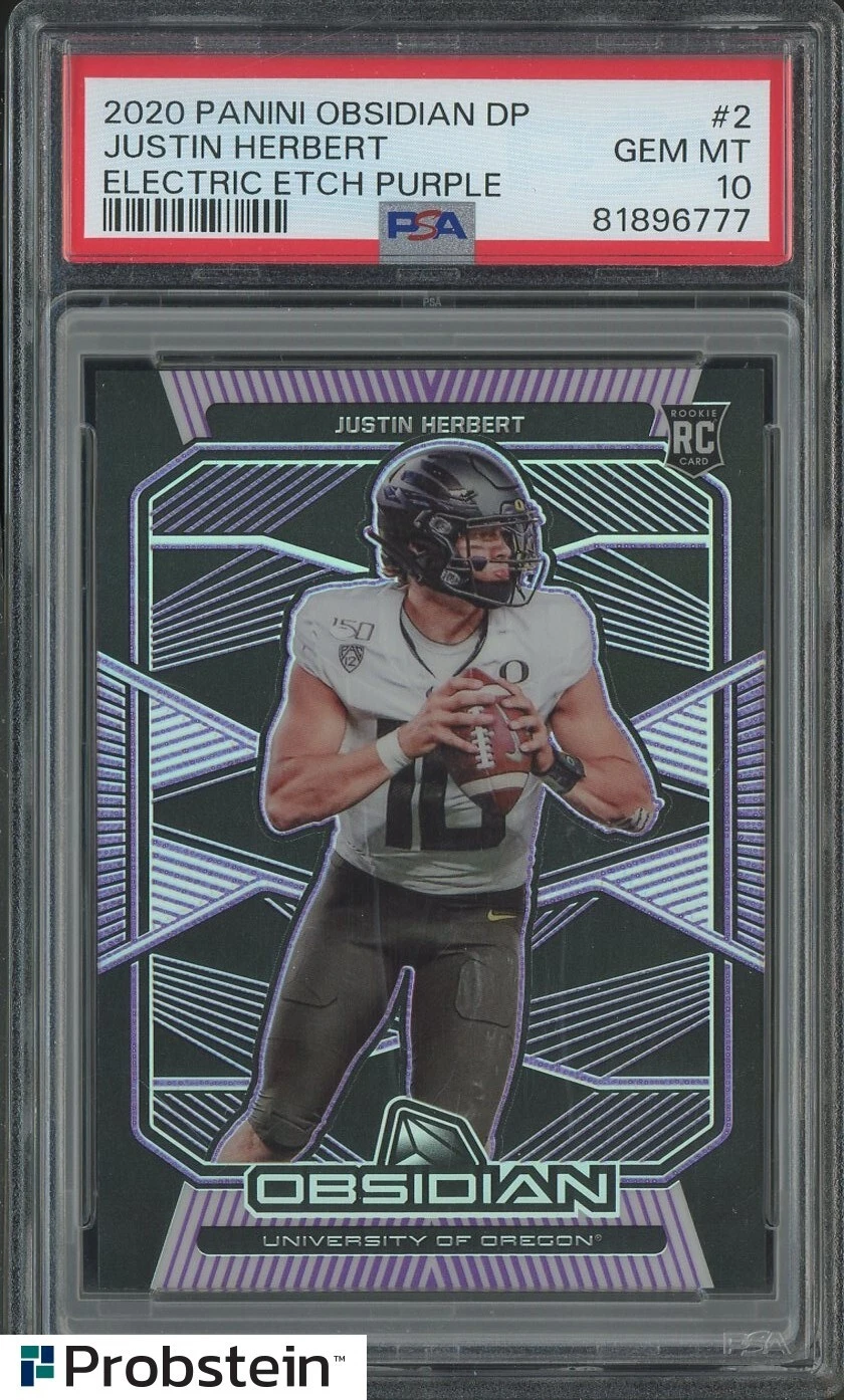Justin Herbert Panini Obsidian Draft Picks #2 Electric Etch Purple