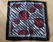 Burgundy Black Gray Silk Hand Rolled Pocket Square, 12x12", Abstract, Perfect