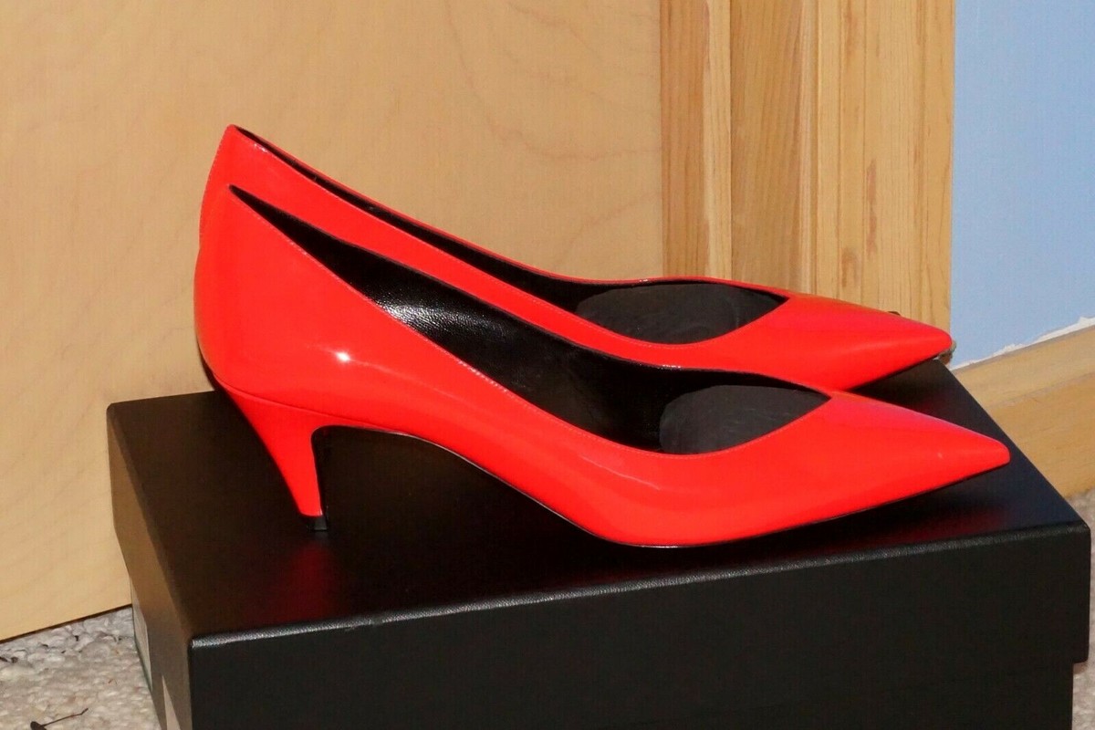 Saint Laurent Kiki 55 pump Neon Pink Kitten Heel Size 41 US 9.5
