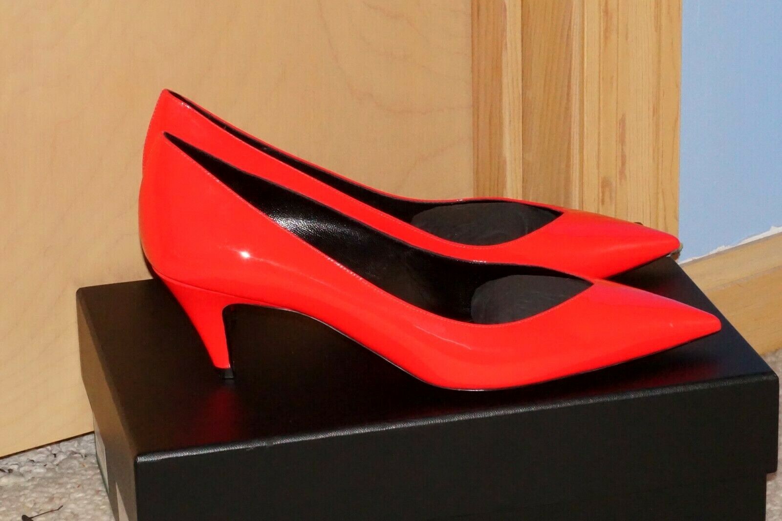 Saint Laurent Kiki 55 pompa tacco gattino rosa neon taglia 41 US 9 5! Splendido!