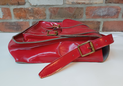 Dr. Martens 14" Lipstick Red Patent 100% Leather Messenger Satchel Shoulder Bag - Picture 12 of 21
