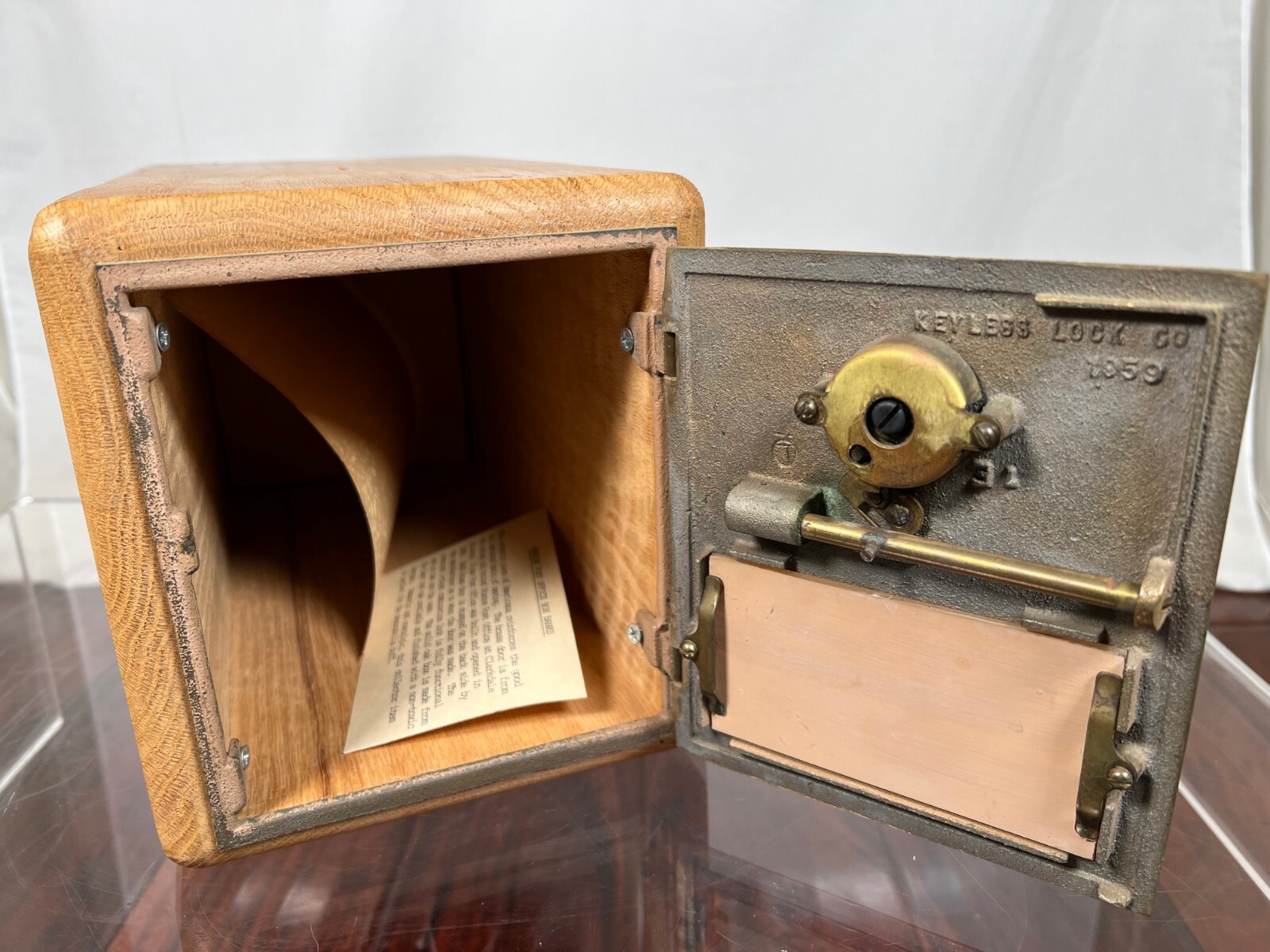 Vintage Post Office Box Door Bank/Gun Safe Red Oak Lock Box Clarkdale