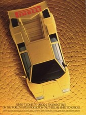 Poster pubblicitario giallo Lamborghini BMW M5 Pirelli pneumatici vintage ristampa 12x16