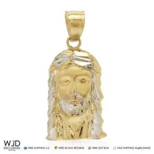 10K Yellow Gold Diamond-Cut Religious Jesus Pendant