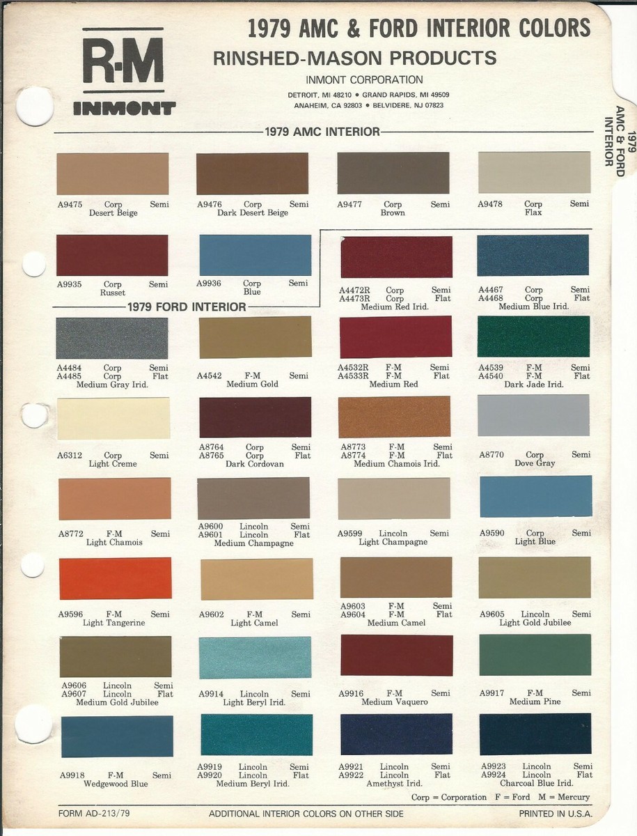 1979 AMC JEEP PACER CONCORD SPIRIT AMERICAN MOTORS PAINT CHIPS | eBay
