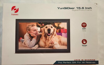 Frameo Digital Photo Frame YunQiDeer 15.6 Inch Black - Open box