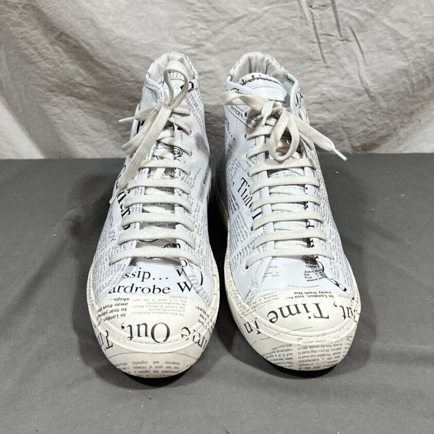 John Galliano Gazzette Newsprint Pattern High-Top Fashion