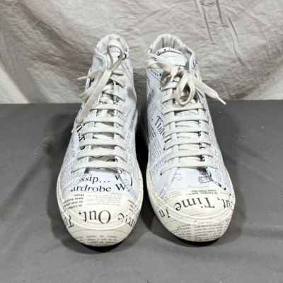 John Galliano Gazzette Newsprint Pattern High-Top Fashion