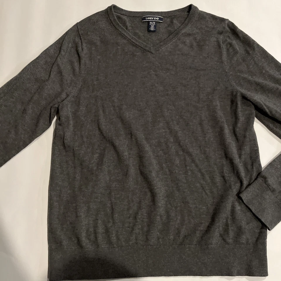 LANDS END Niño XL (18-20) ALGODÓN MODAL CALIBRE FINO CUELLO EN V SUÉTER Uniforme Escolar Foto 4 de 4