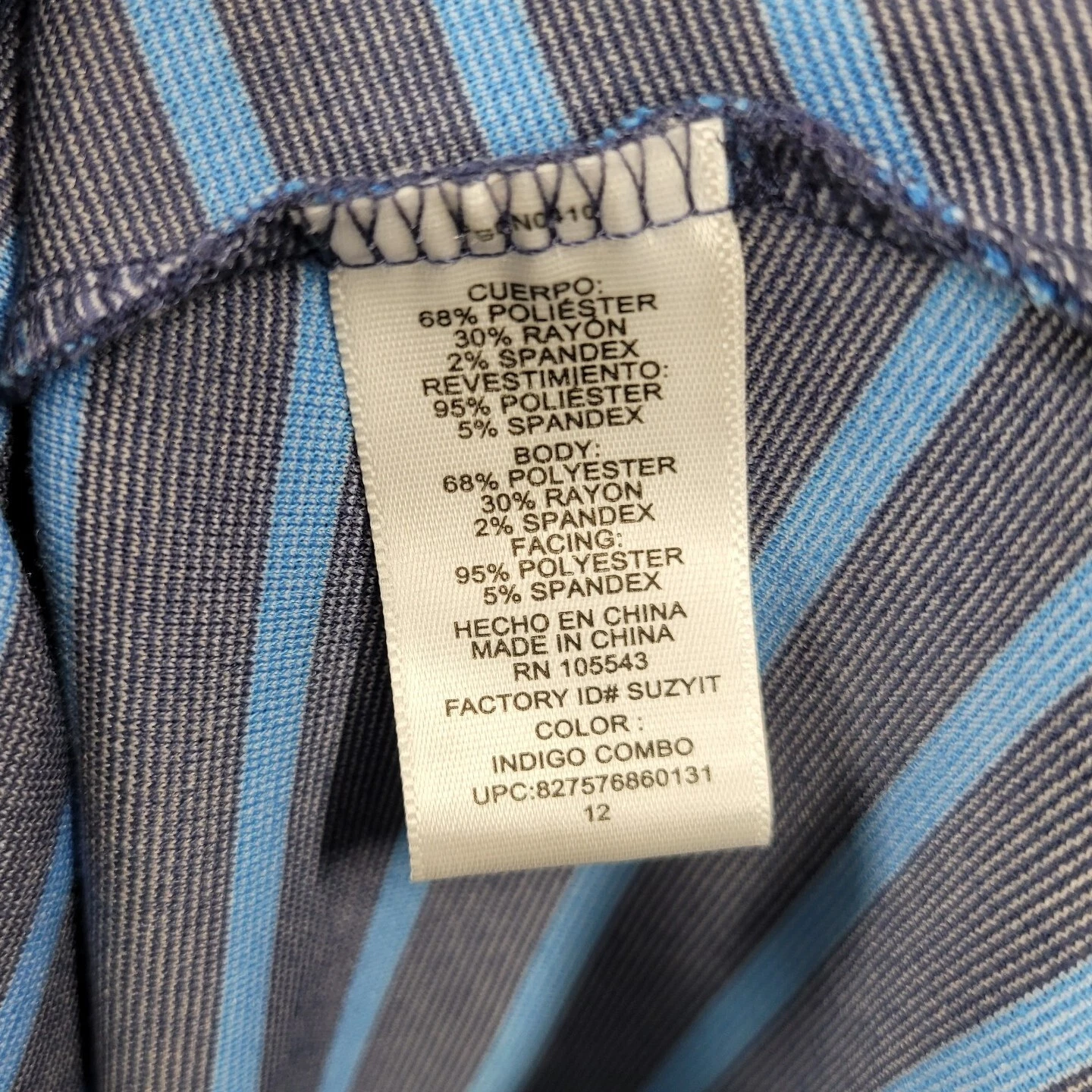 VETEMENTS Abito Peter Som taglia 12 lunghezza ginocchio blu jersey elasticizzato righe casual donna