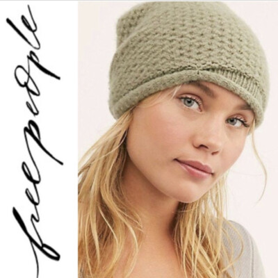 Free People Dreamland Knit Beanie Olive One Size Soft Warm Style ACCFP1220 NWT