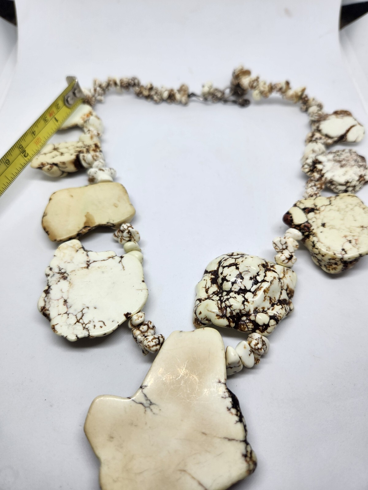 Cream White Turquoise Statement NecklaceCream Whi… - image 7