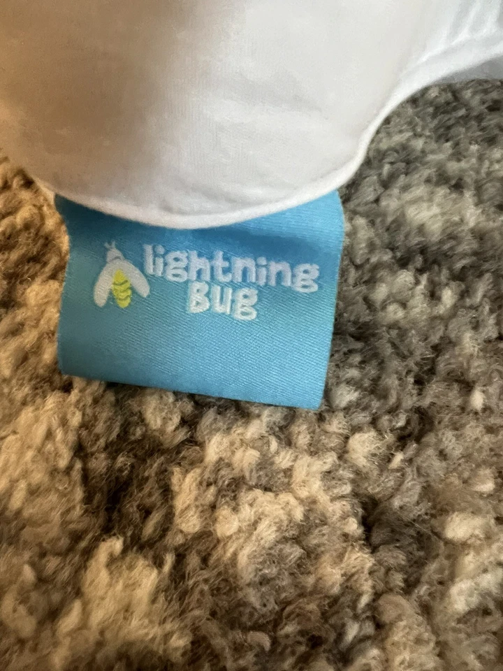 Dinosaur Pillow White & Blue & Teal Lightning Bug Soft stuffed animal 14"- - Image 2 of 4