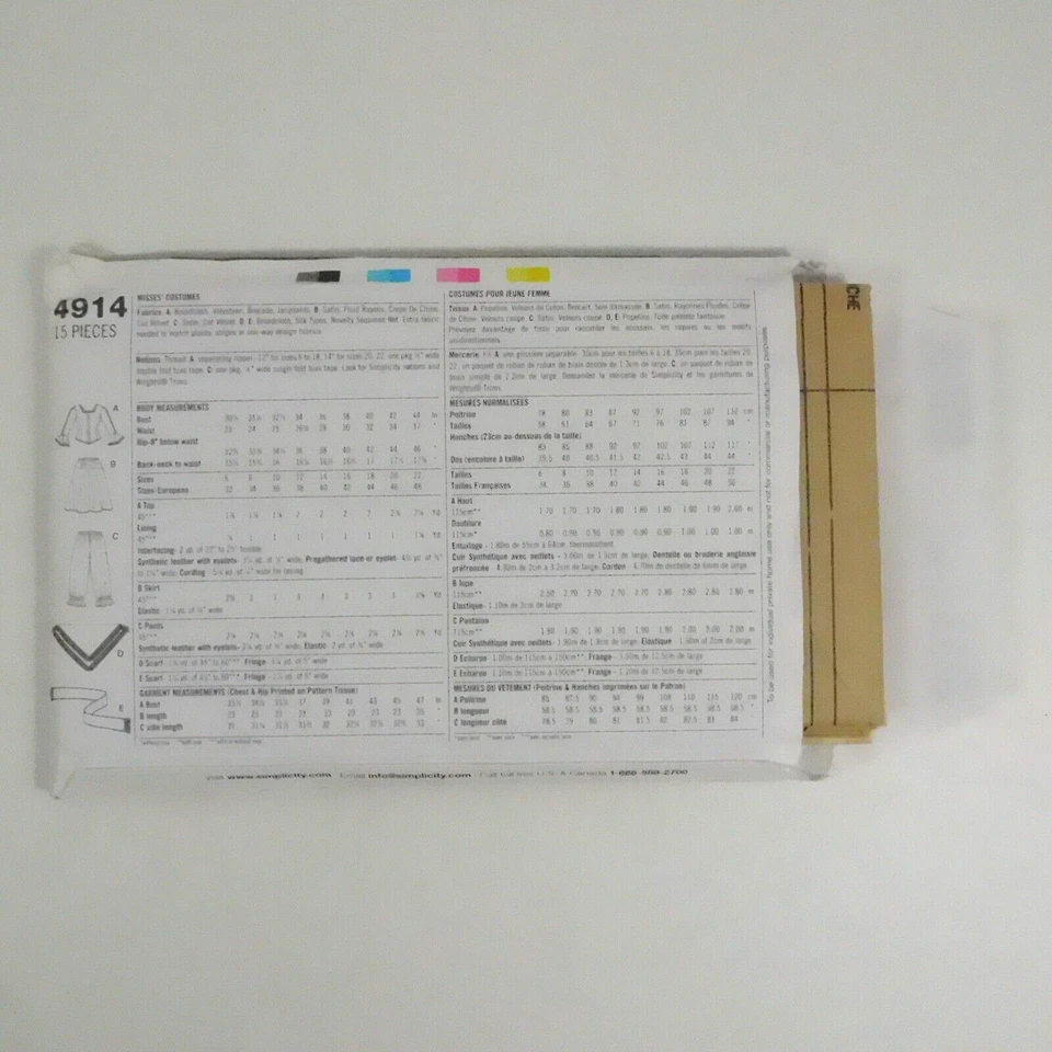 Simplicity 4914 Misses Costumes Pirate Buccaneer Sewing Pattern Size 6-12 Uncut - Image 3 of 4