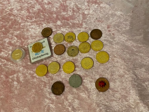 1 Pfennig vergoldet - Konvolut - Glückspfennig - Bild 2 von 5