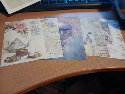 5X SHEETS NOSTALGIC/VINTAGE FOR SCRAPBOOKING/JOURNALS  +/- 13X9 CM (VIN667)