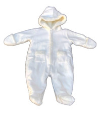 Snowsuit Baby Bunting 0-3m Ivory Girl Boy Fleece Sherpa Trim Hood Old Navy Great
