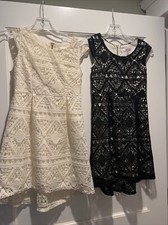 1 Girls Xhilaration Target Crochet/Lace Dress Cream Black Twins Med 7-8