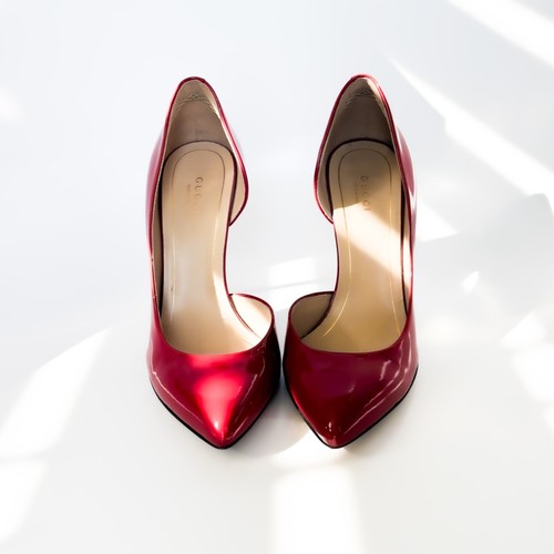 Gucci D'Orsay Heels Vernice Crystal Pumps Schuhe, klassisch rot Lack, 37