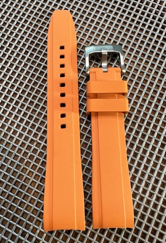 20mm ORANGE Vulcanized Caoutchouc rubber Strap OMEGA Speedmaster Seamaster - Picture 10 of 12