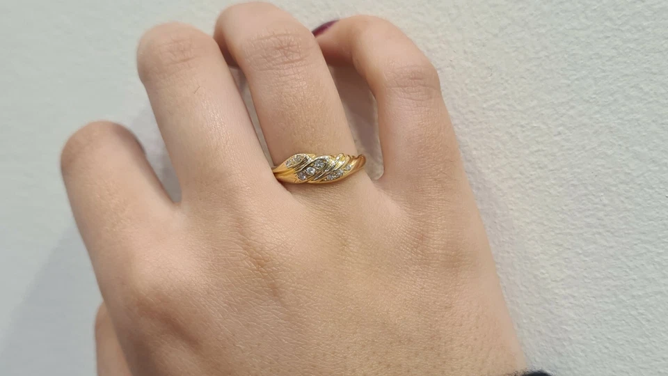 Bague en Or Jaune sertie de diamants naturels  - Photo 3/4