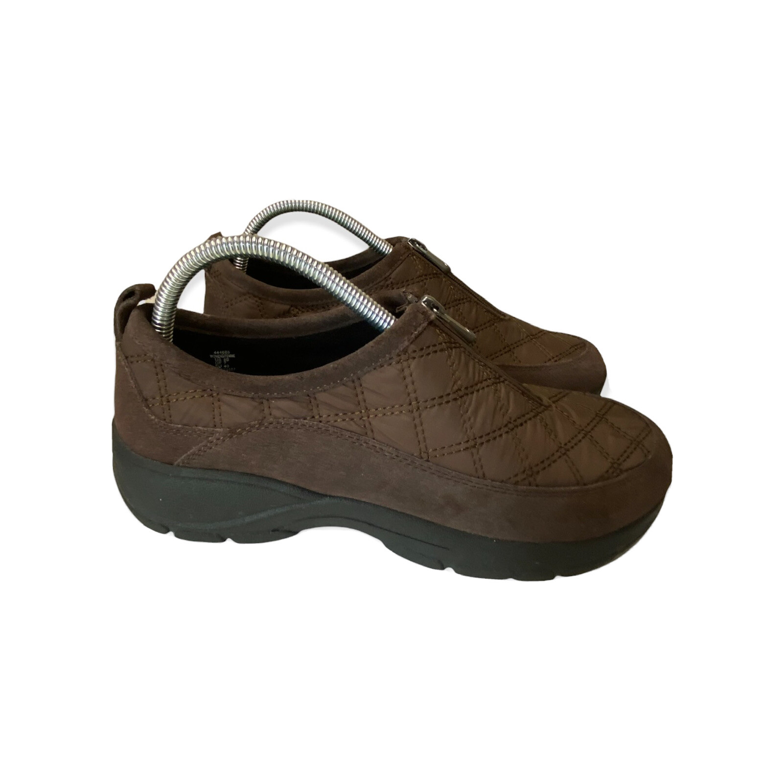 Lands End Womens 444685 All Weather Zip Front Wedge Brown Suede Quilt