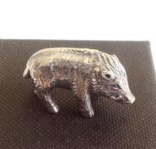 Solid Sterling Silver Miniature Wild Boar Pig Animal Figure Statue Vintage style