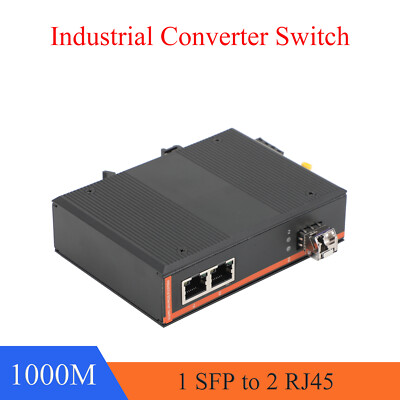 Gigabit SFP Industrial Transceiver 1 SFP to 2 RJ45 10M-1000M Fiber Optic Switch