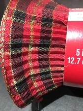 Christmas Celebrate It Plaid Spiral Wired Ribbon 5" x 15 ft New