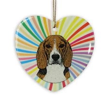 Beagle Heart Ornament - Ceramic