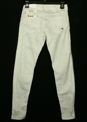 Sexy Woman White Dirty Wash Skinny Pants Size XXS Made In Italy Retail $160