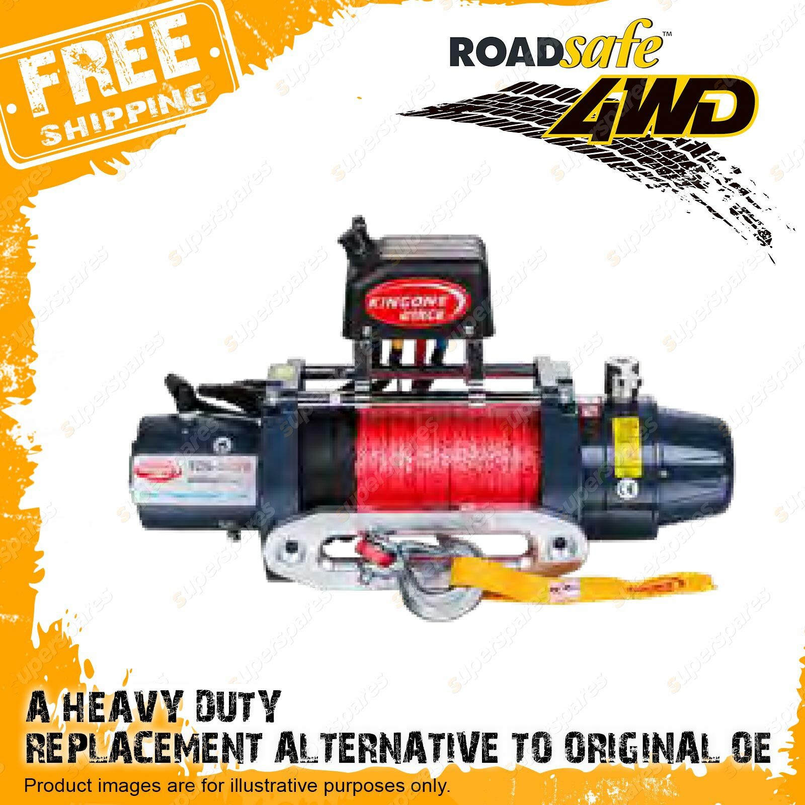 1 Pc Roadsafe King One Winches 9500lb 12V High Speed & Synthetic Rope