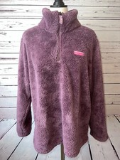 Simply Southern Sherpa Fleece Pullover Shacket Large Jacket Purple Half Zip