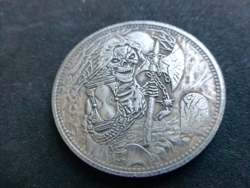 Hobo Münze Engel des Todes Fantasy Dollar Unikat Hobo Kunst