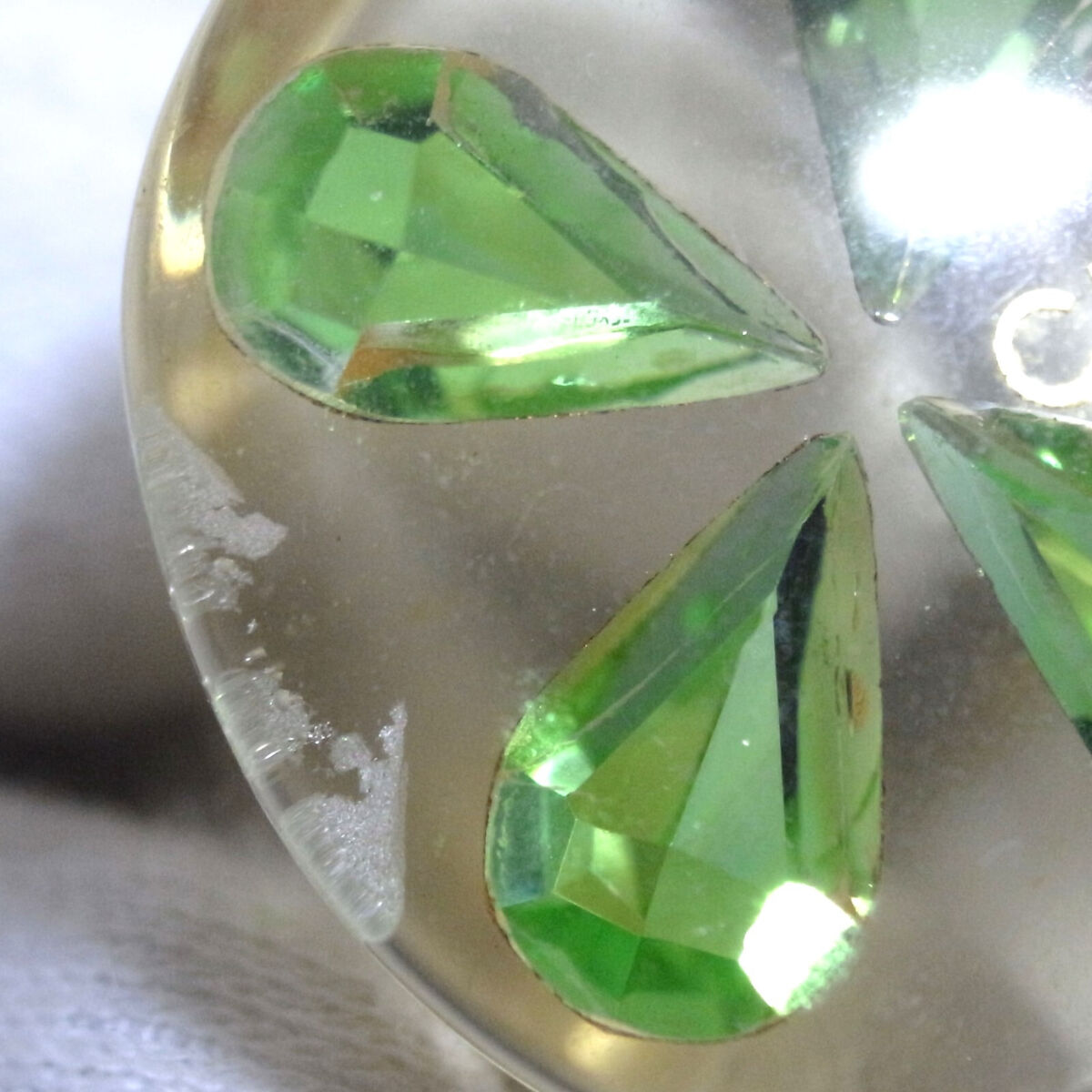 Auth Vintage Chanel Clover Plastic Ring Clear US 6.5 Sz JP Auth Vintage Chanel Clover Plastic Ring Clear US 6.5 Sz JP