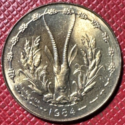 West African States 1984 Aluminum-Bronze 5 Francs CFA. UNC. KM# 2a