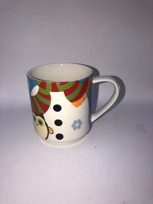 Snowman Kris Kringle Maxwell Williams Coffee Mug Tea Cup Scarf Buttons Porcelain