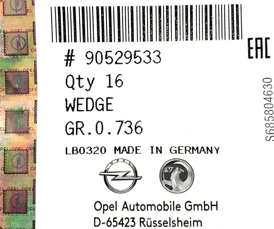 16x Originale Opel Semi-Asse Astra, Corsa, Vectra, Zafira, Insignia - - Immagine 2 di 3
