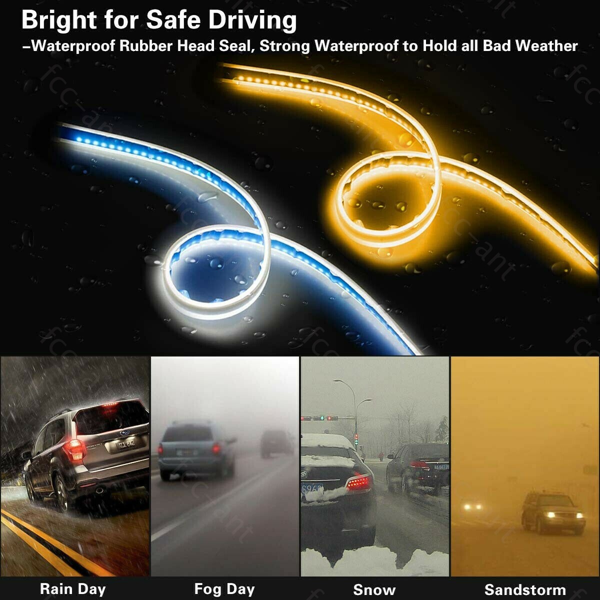 2x 60CM LED DRL Turn Signal Light Strip Amber Sequential Switchback