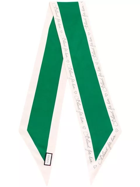 Authentique écharpe GUCCI Blind for Love en soie verte et ivoire neuve avec étiquette épuisée !