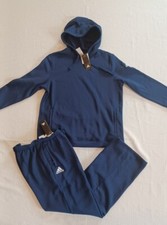 Women's New Adidas Fleece Casual Sweatsuit Navy/White Size XL
