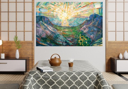 The Sun de Edvard Munch Impresiones de Lona enmarcada Pared Colgante Arte Imágenes Paisaje - Imagen 9 de 10