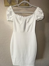 Nasty Gal Sunflower Lace Puff Sleeve Midi dress SIZE 2 White NWT