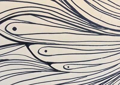 Abstrakte Schwarz-Wei�-Linien-Wandkunst Abstrakte Muster Wal