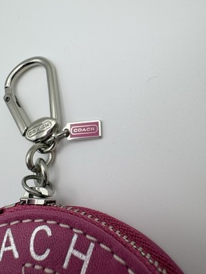 Coach Peace Sign Leather Coin Purse Pink Bag Charm Keychain W/Dust