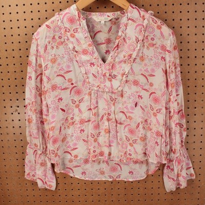 ODD MOLLY floral paisley rayon peasant blouse shirt top sz 1 tag hippy boho